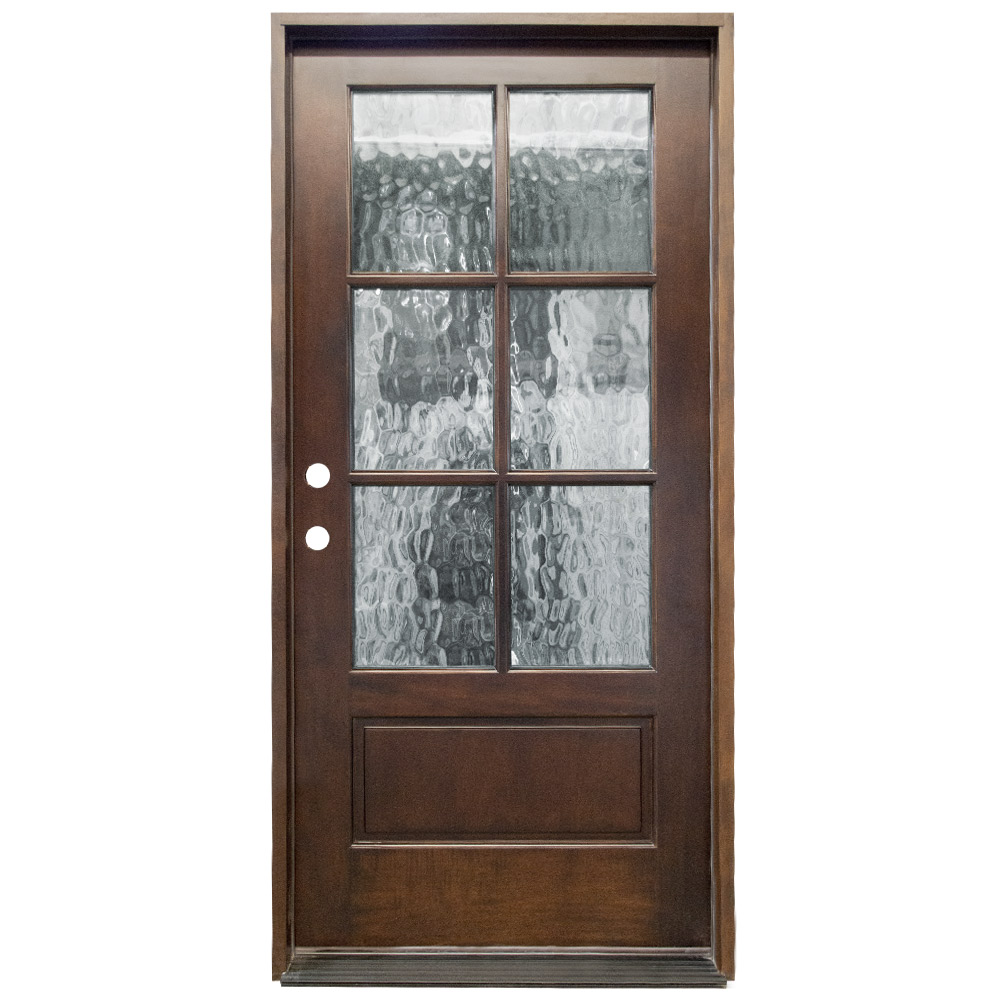 まみ291様ブラウンlg TCM200 6-Lite Exterior Wood Door - Clear Glass - Russet - Left